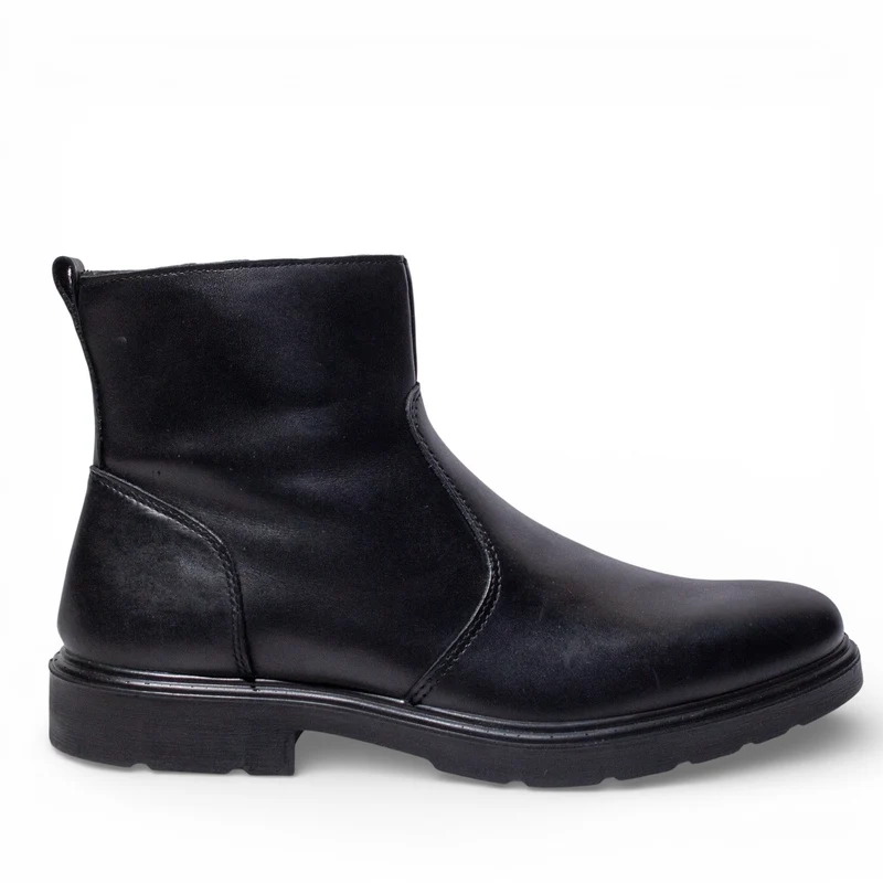 Italian Men Black Leather HalfBoot #5101