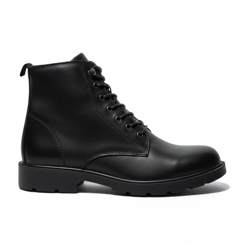 Italian Men Black Leather HalfBoot #5096