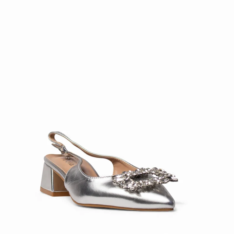 Europeon Union Women Sliver Leather Soiree Sandal #4732