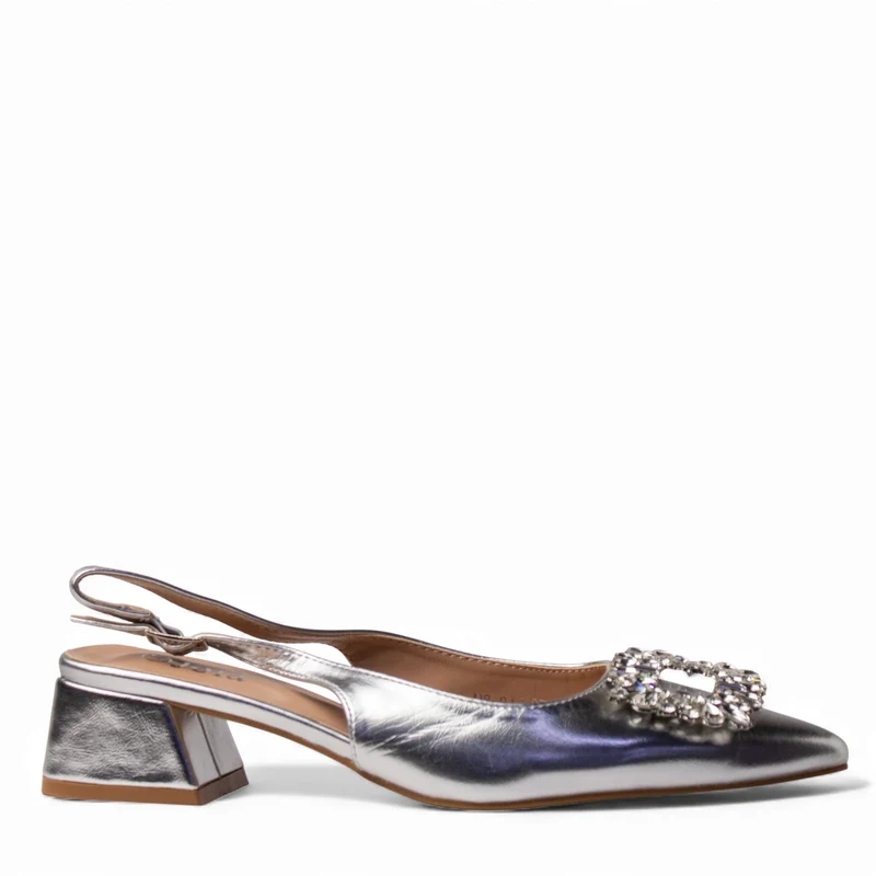 Europeon Union Women Sliver Leather Soiree Sandal #4732