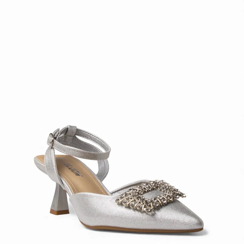 Europeon Union Women Sliver Satin Soiree Sandal #4715