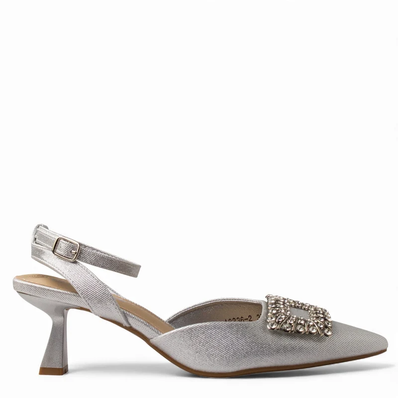 Europeon Union Women Sliver Satin Soiree Sandal #4715
