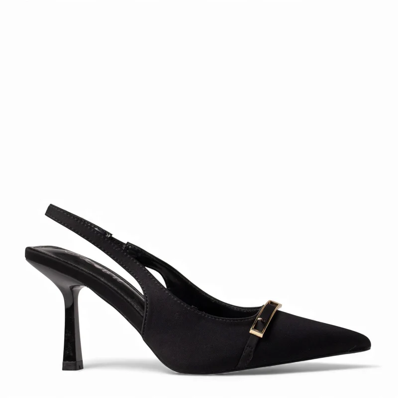 Europeon Union Women Black Satin Heels #4675