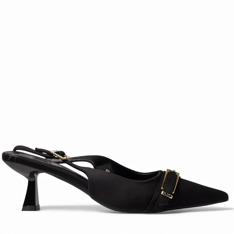 Europeon Union Women Black Satin Heels #4674