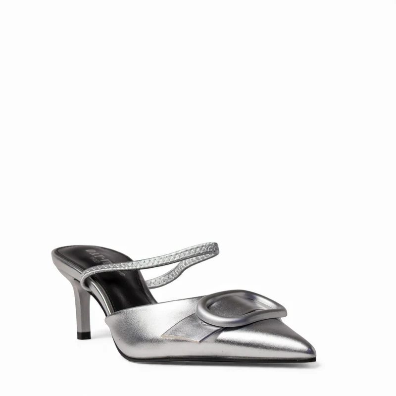 Europeon Union Women Sliver Leather Heels #4576