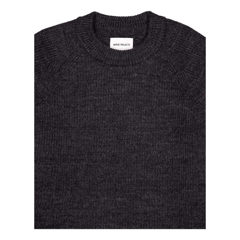 Roald Wool Cotton Rib Sweater 1600 Dark Grey Melange