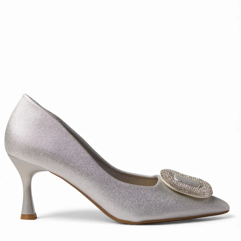 Europeon Union Women Sliver Satin Soiree Sandal #4699