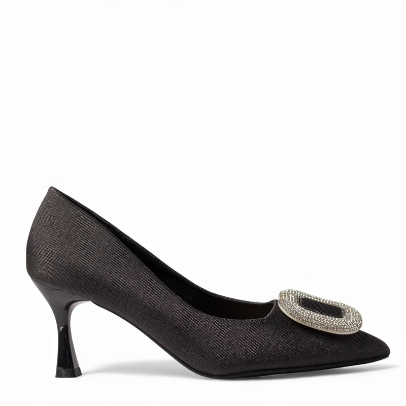 Europeon Union Women Black Satin Soiree Sandal #4698