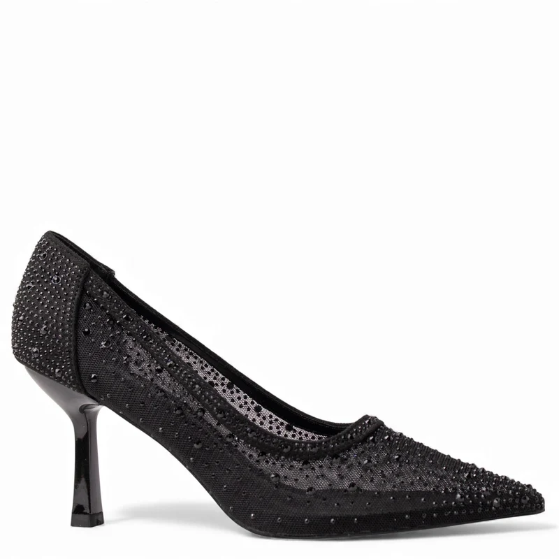Europeon Union Women Black Satin Soiree Sandal #4679