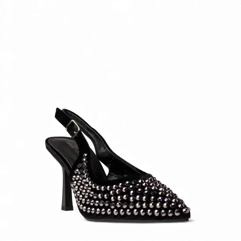 Europeon Union Women Black Glitter Soiree Sandal #4668