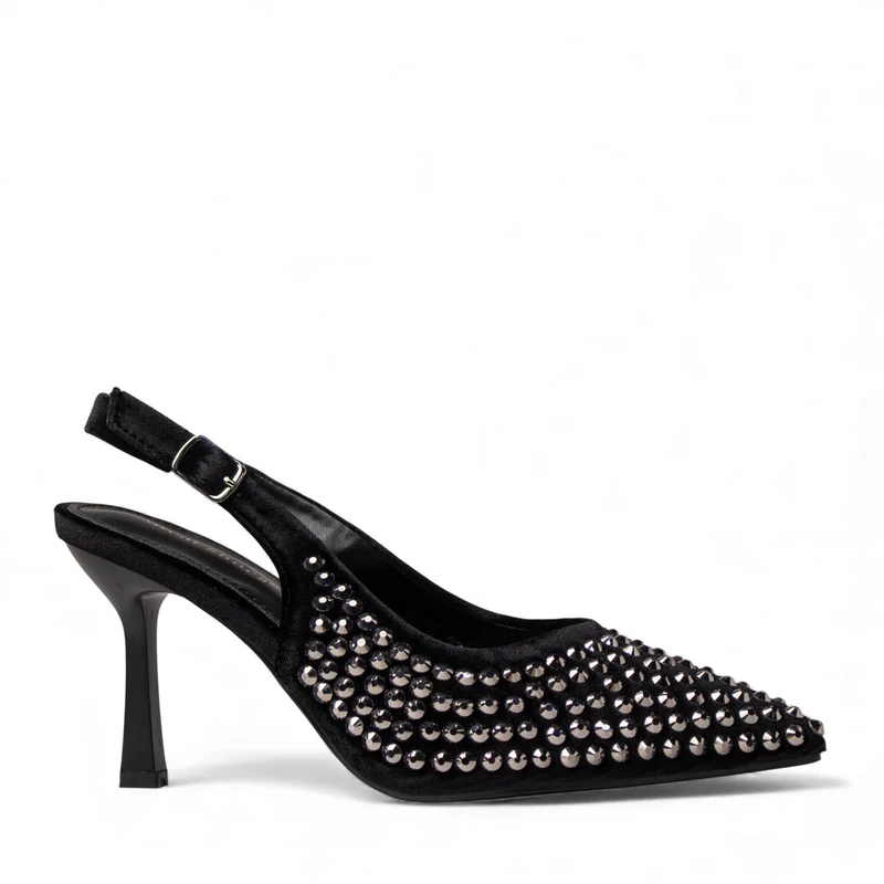 Europeon Union Women Black Glitter Soiree Sandal #4668