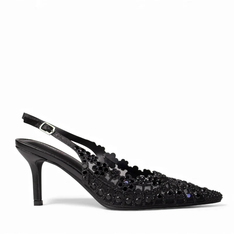 Europeon Union Women Black Glitter Soiree Sandal #4655