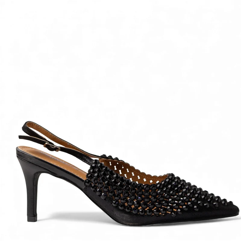 Europeon Union Women Black Glitter Soiree Sandal #4653