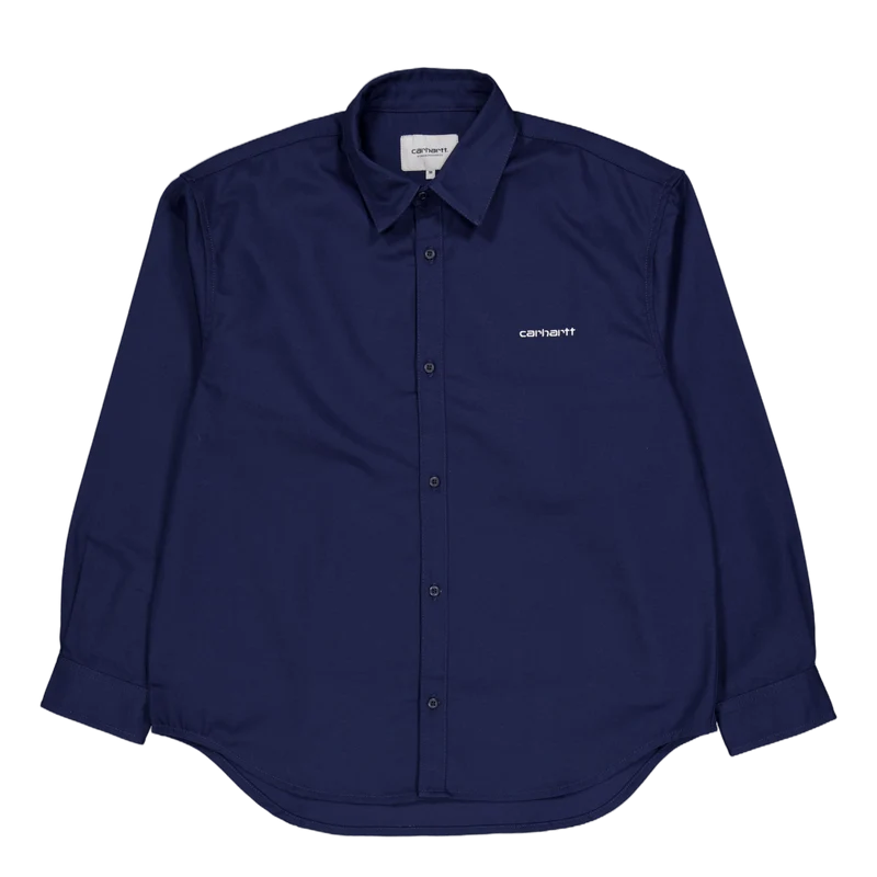 L/s Module Script Shirt Air Force Blue / White