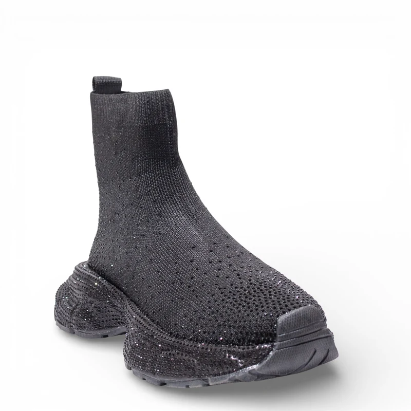 EuropeonUnion Women Black Cloth HalfBoot #4813