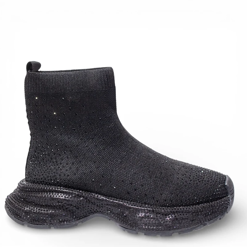 EuropeonUnion Women Black Cloth HalfBoot #4813