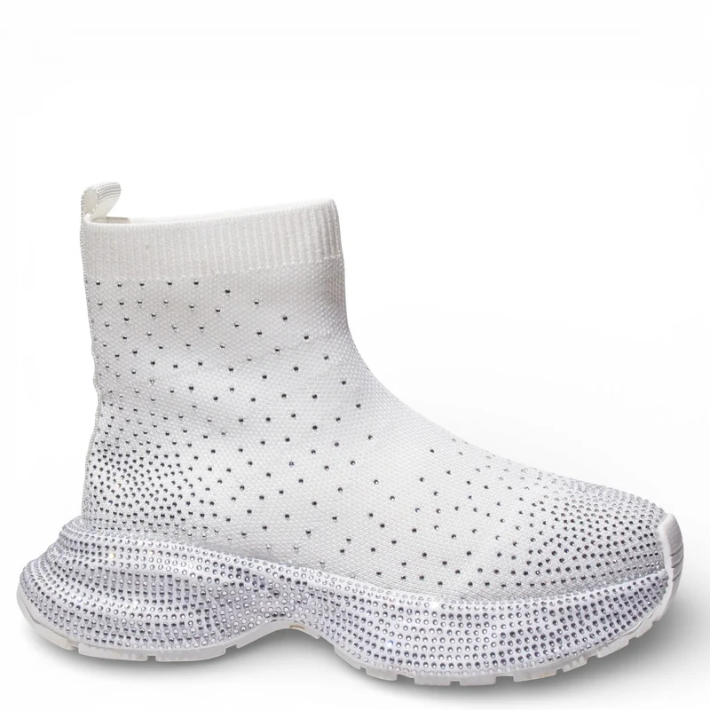 EuropeonUnion Women White Cloth HalfBoot #4812