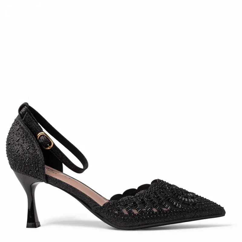 Europeon Union Women Black Glitter Soiree Sandal #4573