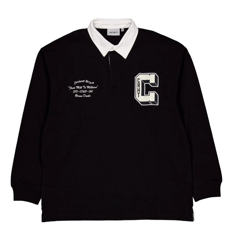 L/s Brown Ducks Rugby Shirt Black / White