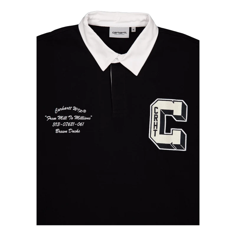 L/s Brown Ducks Rugby Shirt Black / White
