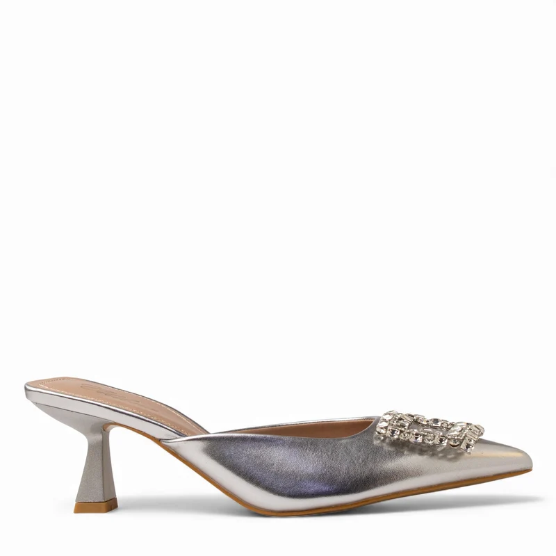 Europeon Union Women Sliver Leather Heels #4713