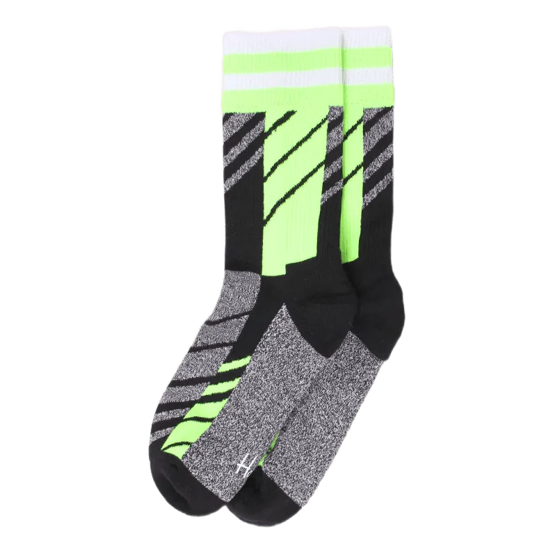 Scattered Stripe Crew Sock Black