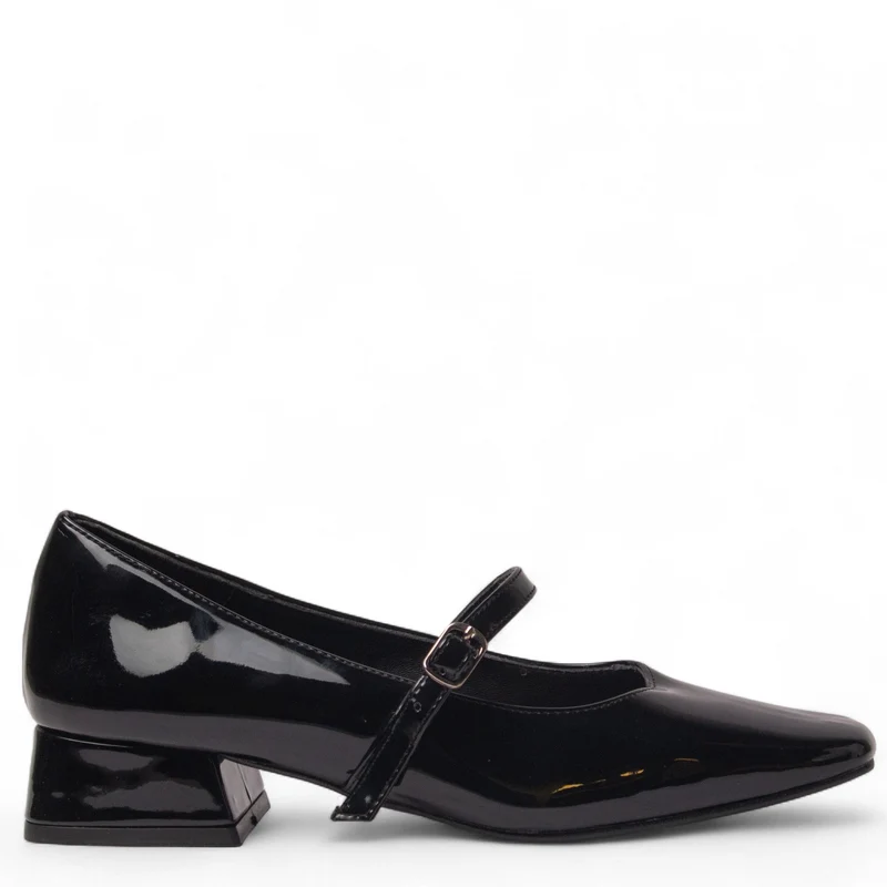 Women Black Vernis Leather Shoes #4471