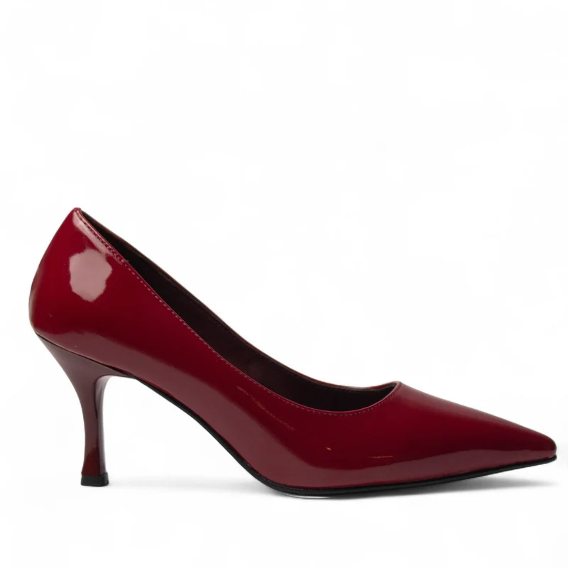 Women Maroon Vernis Leather Shoes #4466