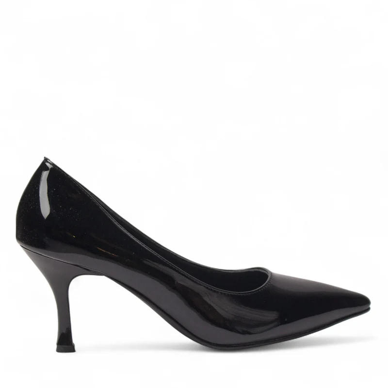 Women Black Vernis Leather Shoes #4465