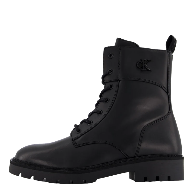 Combat Boot Mid Zip Lth In Cal Triple Black