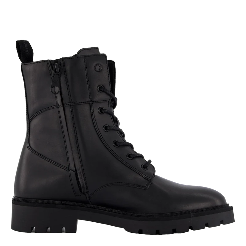 Combat Boot Mid Zip Lth In Cal Triple Black