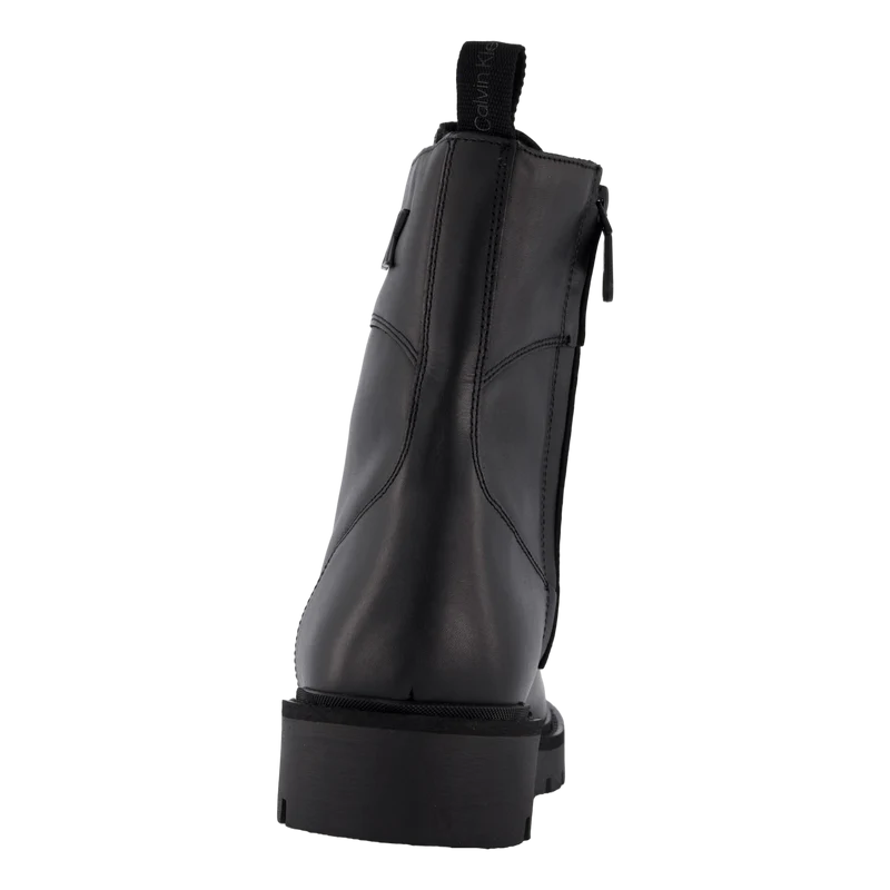 Combat Boot Mid Zip Lth In Cal Triple Black