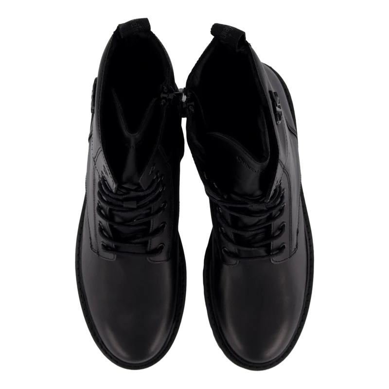 Combat Boot Mid Zip Lth In Cal Triple Black