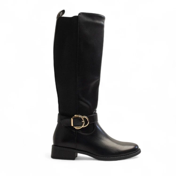 Europeon Union Women Black Leather Boot #3197