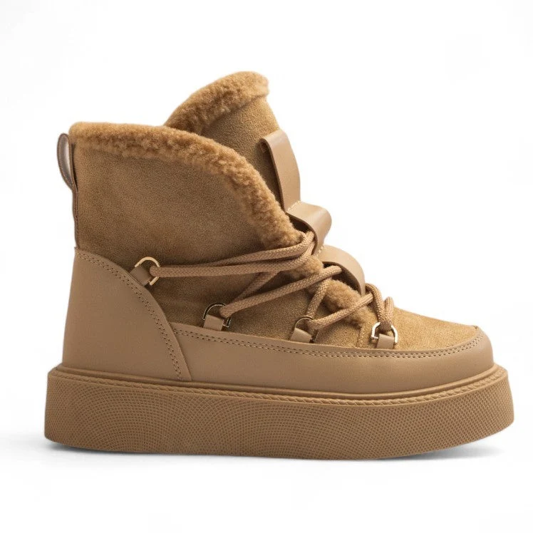 Europeon Union Women Beige Leather X Chamois Half Boot #3206