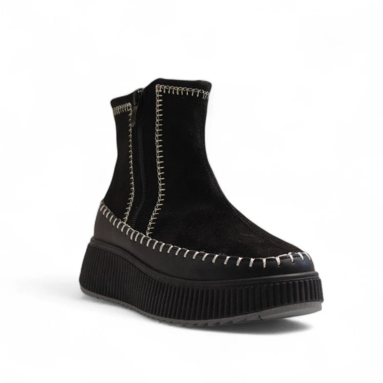 Europeon Union Women Black Chamois Half Boot #3217
