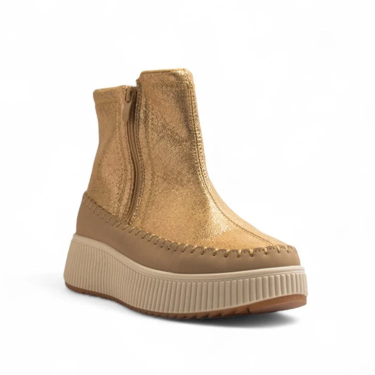 Europeon Union Women Gold Leather Half Boot #3218