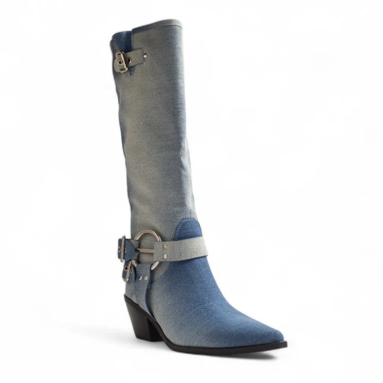 Europeon Union Women Blue Jeans Boot #3432