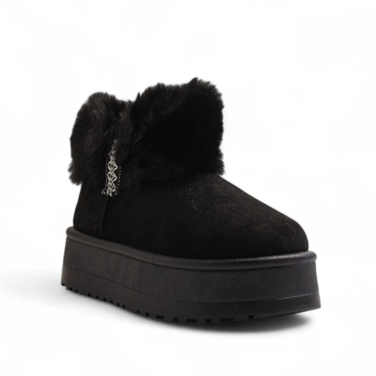 Europeon Union Women Black Chamois Half Boot #3262