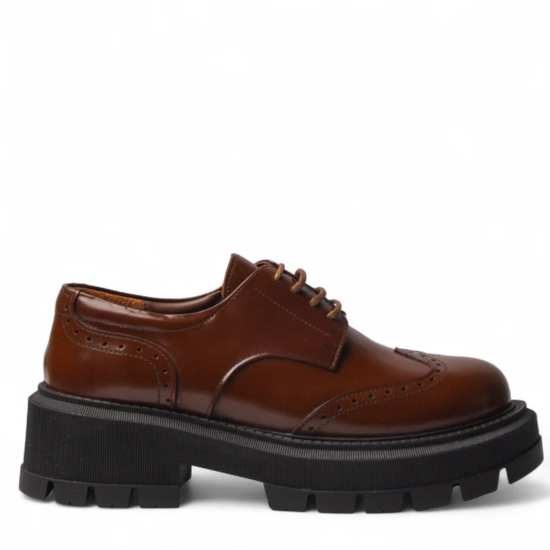 Women Brown Vernis Leather Shoes #4524