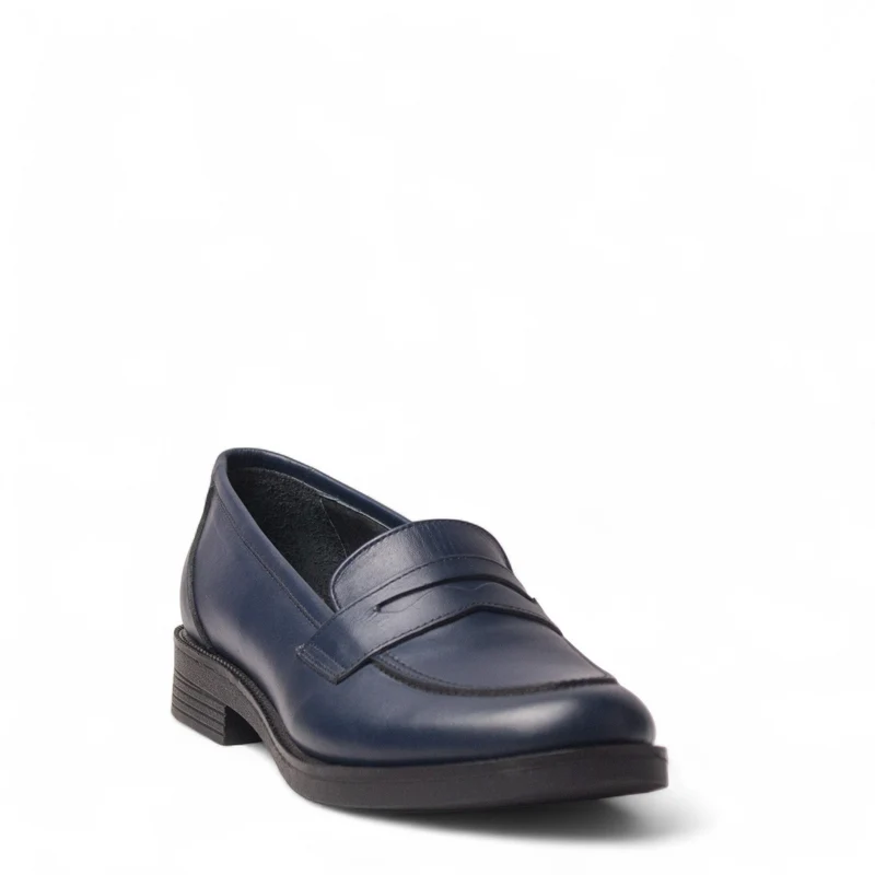 Women Navy Leather Shoes #4509
