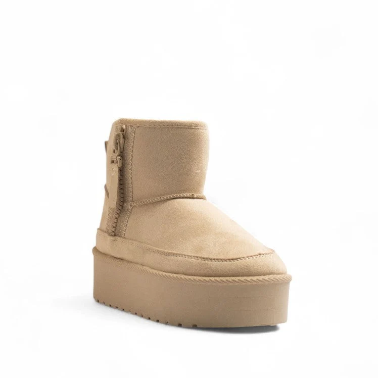 Europeon Union Women Off White Chamois Half Boot #3283