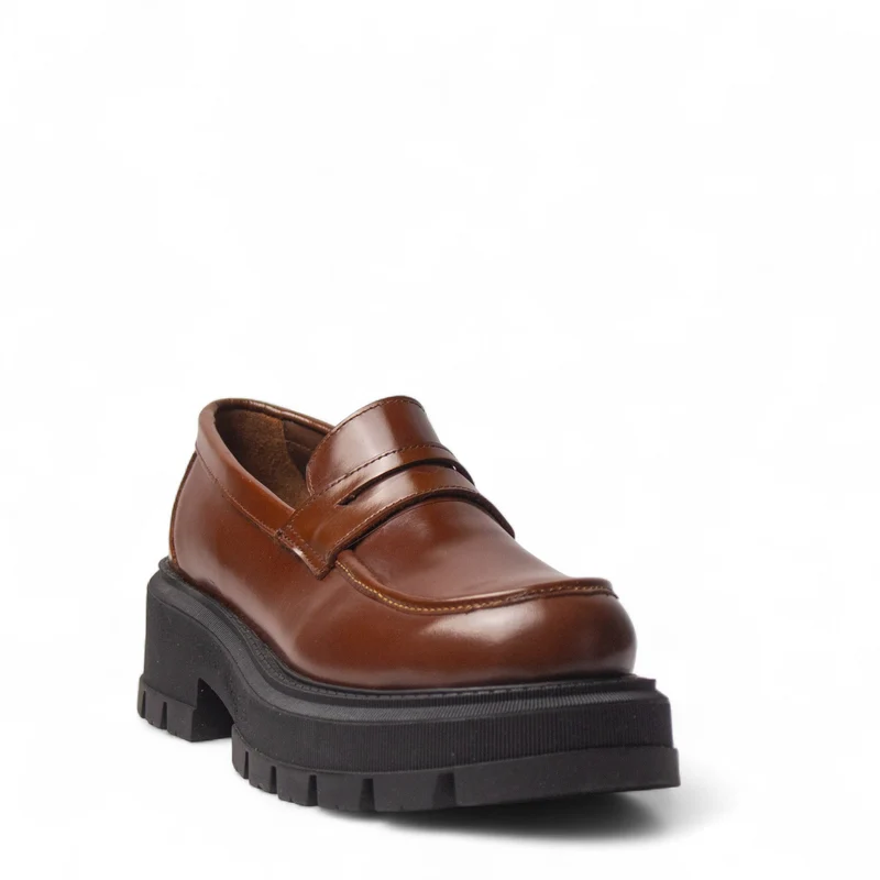 Women Brown Vernis Leather Shoes #4496
