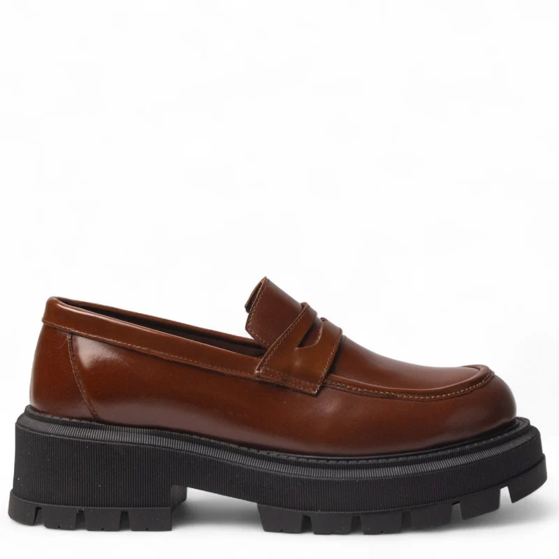 Women Brown Vernis Leather Shoes #4496