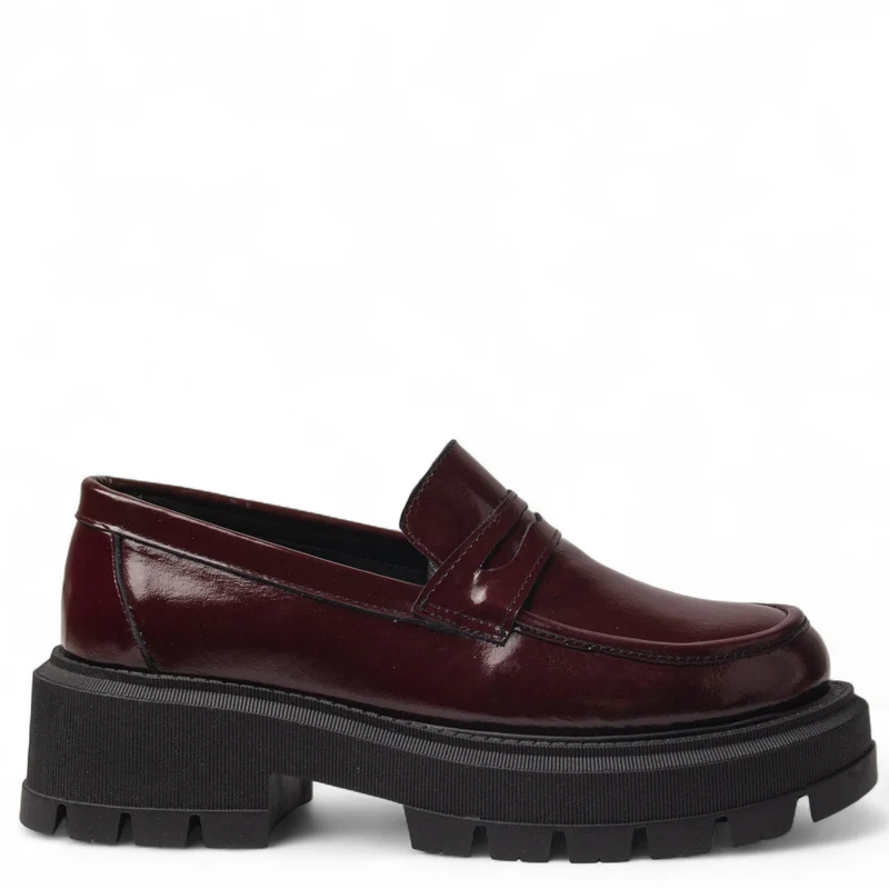 Women Maroon Vernis Leather Shoes #4495