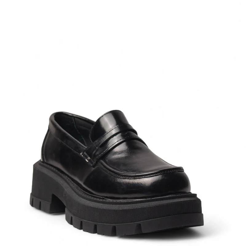 Women Black Vernis Leather Shoes #4494