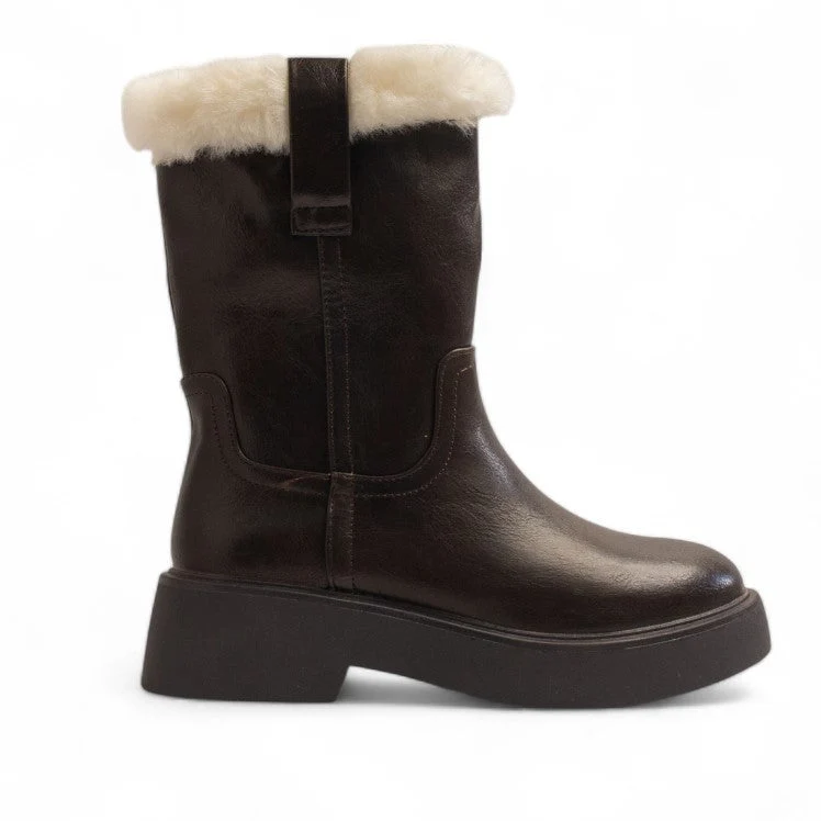 Europeon Union Women Brown Leather Half Boot #3448