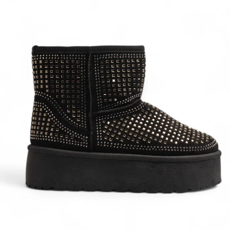 Europeon Union Women Black Chamois Half Boot #3492