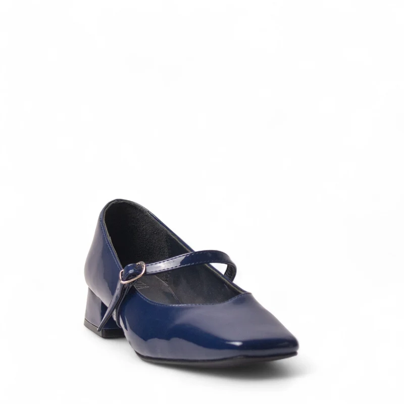 Women Navy Vernis Leather Shoes #4473