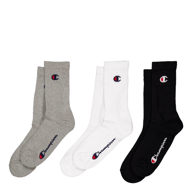 3pk Crew Socks Gray Melange Light